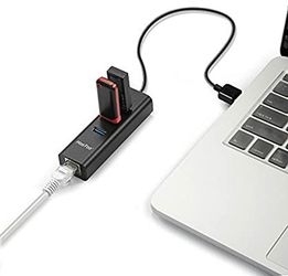 USB 3.0 Hub, HooToo 3 Port Hub + Gigabit Ethernet RJ45 Port with 1.3 Feet Cable for PC Mac Linux laptop