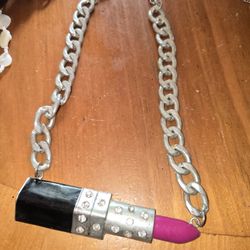 Large Bold Statement  Lipstick Necklace