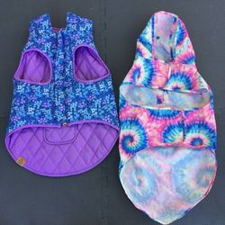 Lot of 2 Small to Medium Size Dog Coats and Scarves