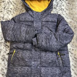 Boys Warm Winter Snow Jacket Gray Yellow Sz S 6-7