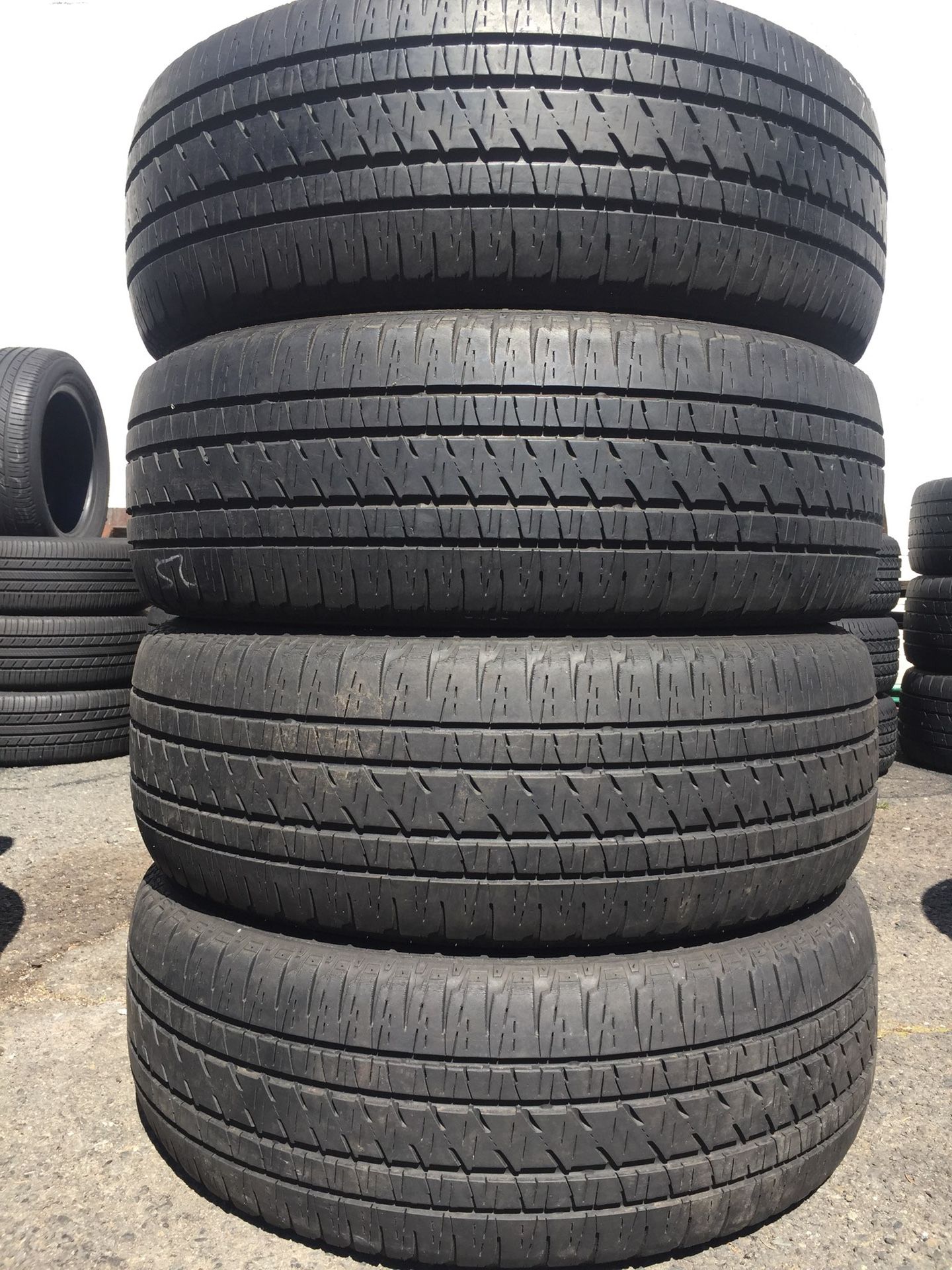 255/55/20 Bridgestone set of used tires in great condition 70% tread 250$ for 4 . Installation balance and alignment available. Road force balance a