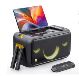 Ikarao Break X1 Karaoke Machine with Lyrics Display, Built-in 13.3" Screen, All in One Karaoke Machine 2 Wireless Microphone, 460W Bluetooth Speaker