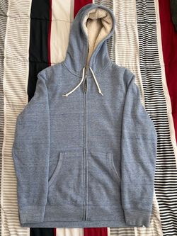 Blue Wool Zip Up Sweater