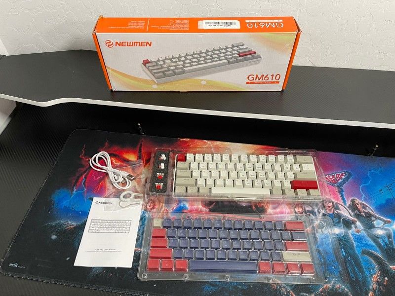 New Newmen GM610 60% Wireless Mechanical Keyboard, Wired/Bluetooth RGB Backlit,61 Anti-Ghosting Keys, Programmable, Hot-Swappable Gaming Keyboard for 