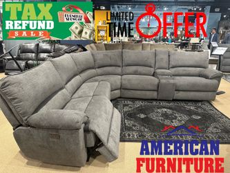 Gray Sofa Sectional 3x Power Recliners & Wireless Charging