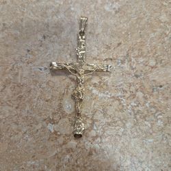 14k Yellow Gold Crucifix Pendant 3"