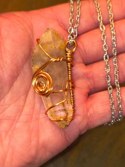 Wire Wrapped Quartz Crystal Necklace