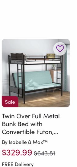 Metal Bunk Bed with Futon