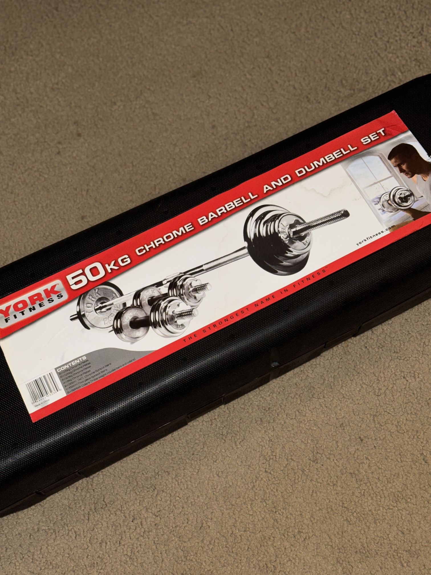 York Fitness 50KG Chrome Barbell and Dumbbell Set – Like New