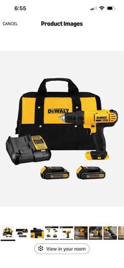 DEWALT 20V Max Cordless Drill Driver Set, 2 Speed, High Performance Motor, Includes 2 XR 1.3Ah Li-Ion Batteries, Charger and Contractor Bag (DCD771C2)