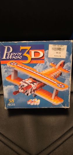 Puzz-3D Miniature Biplane Puzzle 58 Pieces 1999 Hasbro Wrebbit