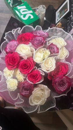 Mixed Rose Bouquet Pink White Purple