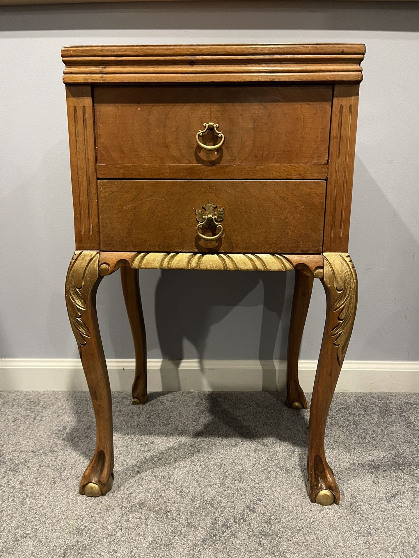 Vintage Country French Walnut Nightstand ~ End Table