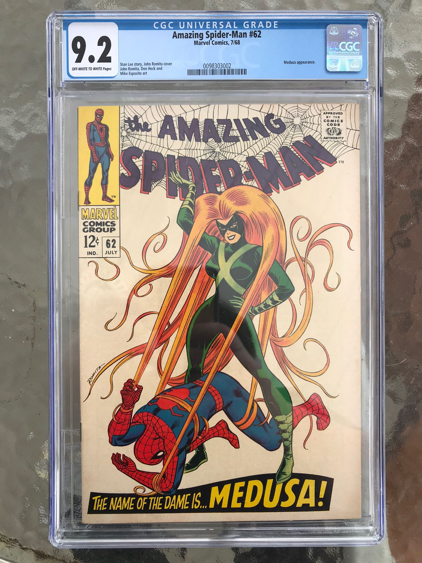 Amazing Spider-Man #62 (1968) CGC 9.2 — O/w to White Pages; Medusa appearance