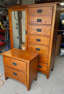 Universal Mission Style Armoire and Nightstand Set