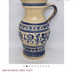 Vintage West Germany (1824-25) Ceramic Vase | German Westerwald stoneware jug, 18th c. $35