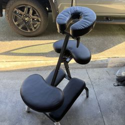 Portable Massage Chair Adjustable Black Padded Foldable Therapy Chair