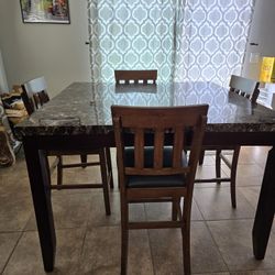 Bar Height Dining Room Table & 4 Chairs