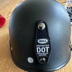 MEN LARGE BELL DRIFTER OPEN FACE FLAT BLACK BIKER MOTORCYCLE HELMET  Almost new my son never used it.