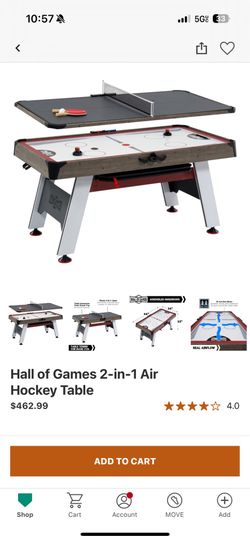 Hall of Games 66” 2 in 1 Air Hockey Table with bonus Tennis Table Top