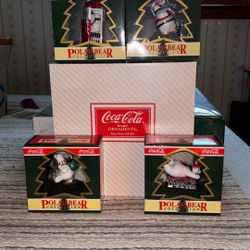 Coca Cola Polar Bear 4 Piece Ornament Gift Set Never Opened 