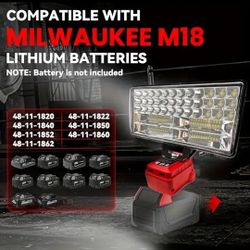 NEW SUPER BRIGHT WORK LIGHT ADAPTER FOR MILWAUKEE M18 18V Portable Flood Work Light w/2 USB PORTS