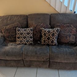 Reclining couch, gliding/reclining love seat, and reclining rocking chair