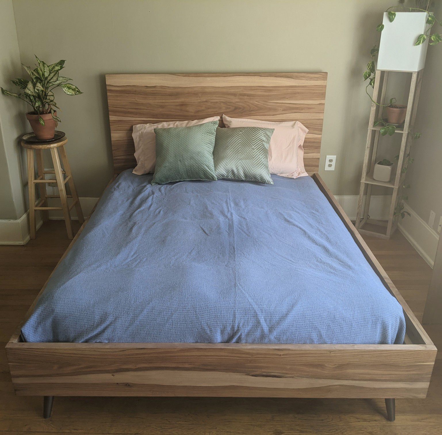 Mid Century Modern Queen Bed Frame and Headboard