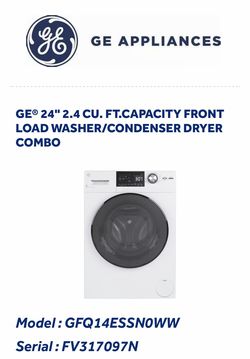 GE 24" 2.4 CU. FT FRONT LOAD WASHER CONDENSER DRYER COMBO