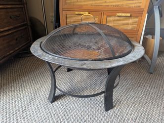 Firepit 24" Beach bay picnic camping outdoor firewood burner metal ring with mesh cover fire wood pit must have camp site tent bbq grill steel