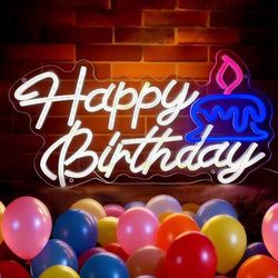NEW Happy Birthday Neon Sign Dimmer Brightness LED Light Up USB Powered Backdrop Wall Decor Decorations for Kids Adults White (16.5×9.6 Inches)
HPBD