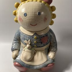 Vtg Treasure Craft Sugar Rag Doll Ceramic Cookie Jar