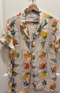 Old Navy Coastal Fruit & Nautical Print Button-Up Shirt / Men’s Medium