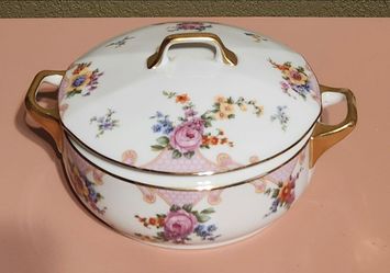 Epiag Czechoslovakia Bridal Rose Covered Vegetable Bowl