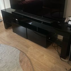 Black Modern TV Stand With LED