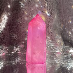 Pink Aura Clear Quartz Tower