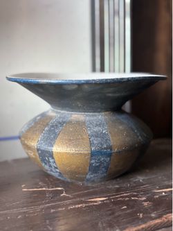 Vintage Striped Ceramic Vase