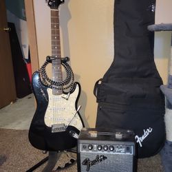 Electric Stratacaster Guitar w/ Amp & Case