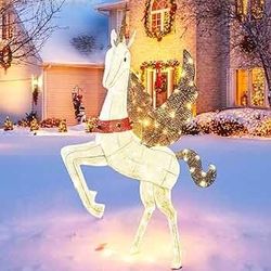 (New)L.E.D. Light Up Christmas Unicorn Outdoor /Indoor Decoration (Waterproof)