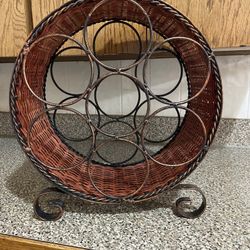 Boho Wicker/Metal Wine Rack