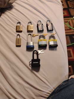 9 New OOB BRINKS Padlocks Boron/Hardened Commercial Residential Use 5)Combo/4Key