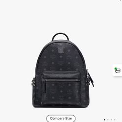 MCM Small Black Studded Backpack 