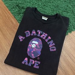 BAPE Purple Camo Ape Head Tee Black - XL - PreOwned -