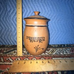John Deneen Pottery Minnesota Wild Rice Jar / Canister w Lid 