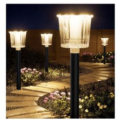 Super Bright Solar Pathway Lights Outdoor Powered 8 Pack,Adjustable Warm&Cool White,Waterproof IP65 Solar Garden Decor Landscape Lighting Outside for 