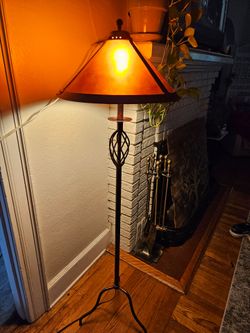 Mission Style Mica Shade Standing Floor Lamp