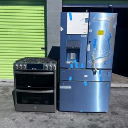 GE Profile 27.9 cu. ft. Smart 4-Door French Door Refrigerator with Gas Stove  30in”Stainless 