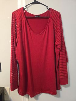 Women's MIHOLL Burgundy Long Sleeve V-Neck Top - XXL