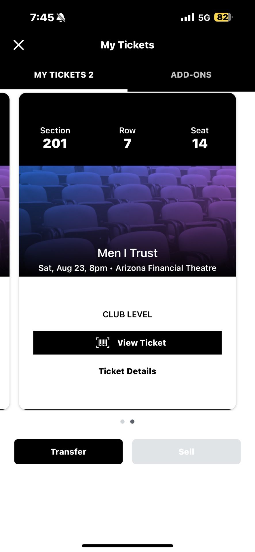 MEN I TRUST @ Arizona Financial Theatre Two For 45