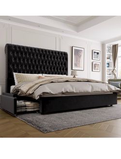 Black king size bed frame